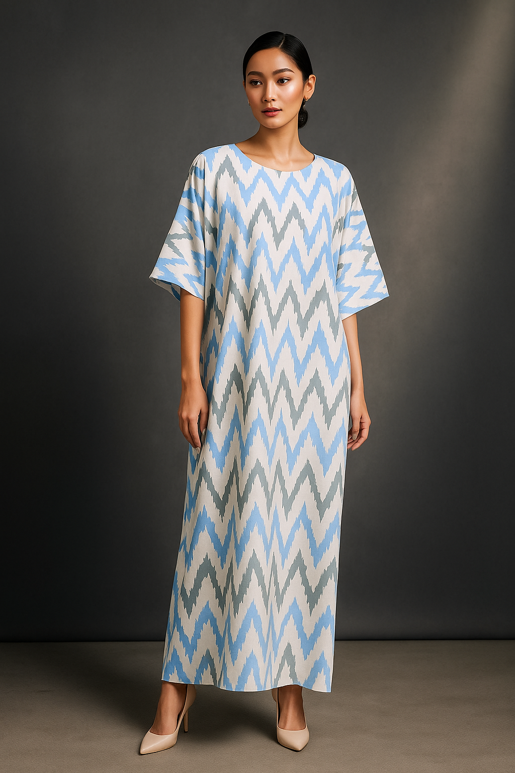 KAFTAN ZIGZAG 3/4 SLEEVE  : BLUE GREEN_0
