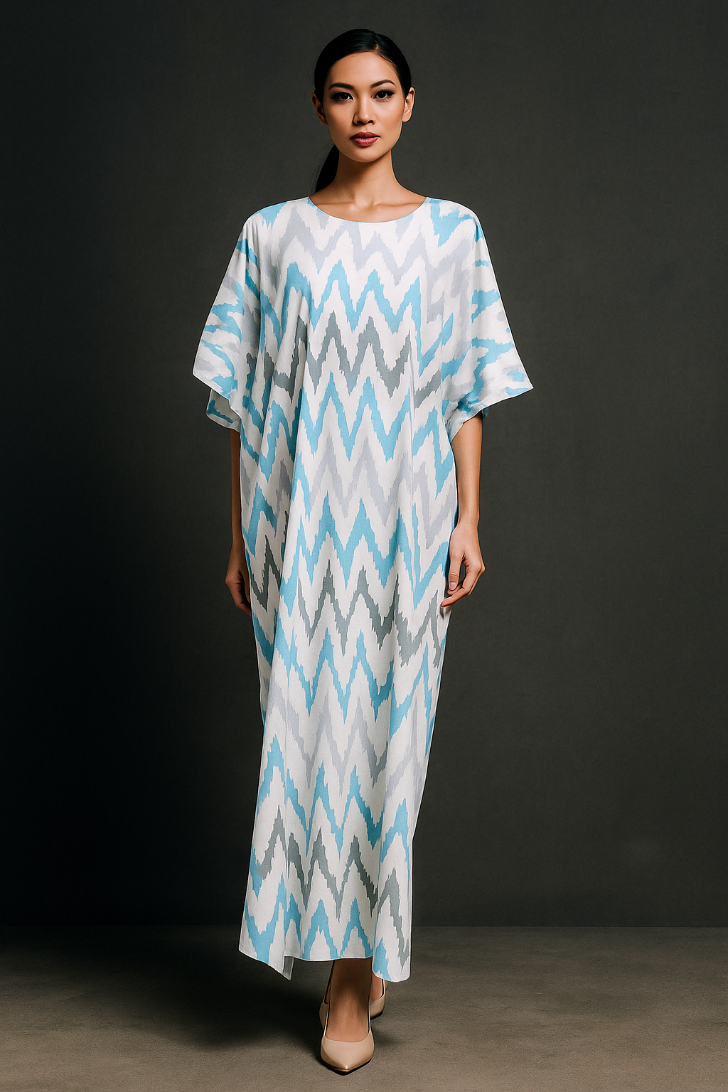 KAFTAN ZIGZAG 3/4 SLEEVE : BLUE GREY