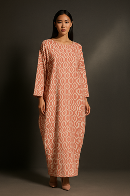 KAFTAN ABAYA DAUN WITH DIAMANTE CRYSTAL LONG SLEEVE  : BRICK BROWN