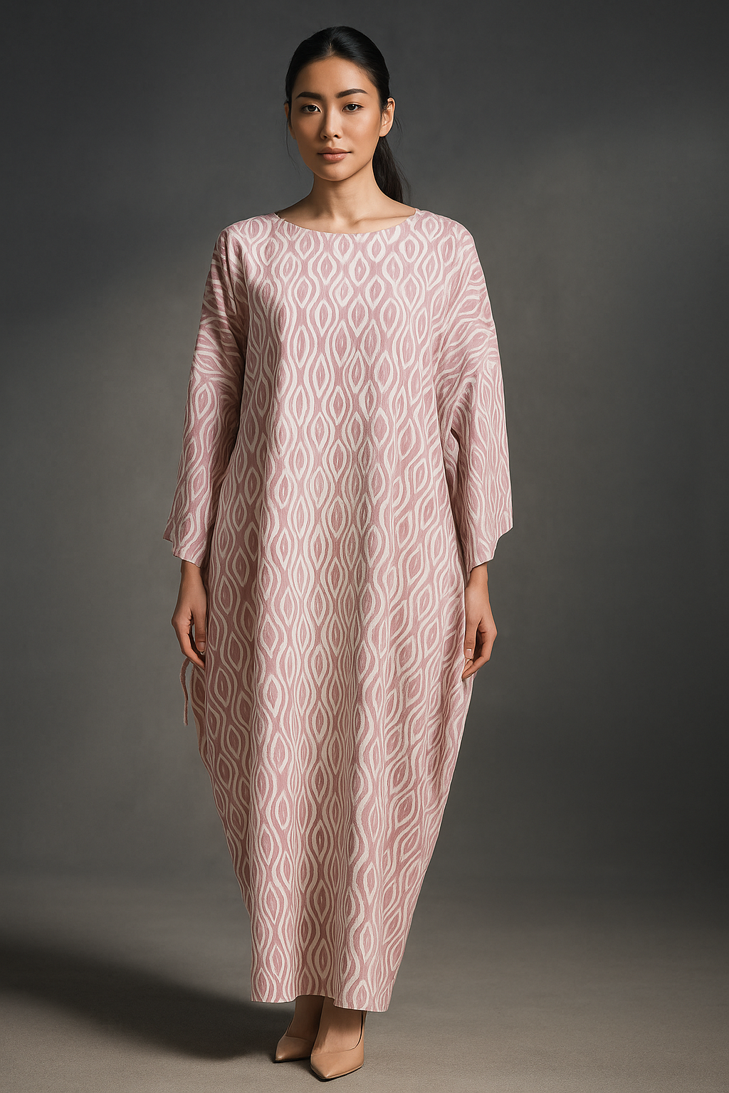 KAFTAN ABAYA DAUN WITH DIAMANTE CRYSTAL LONG SLEEVE : PURPLE BELACAN