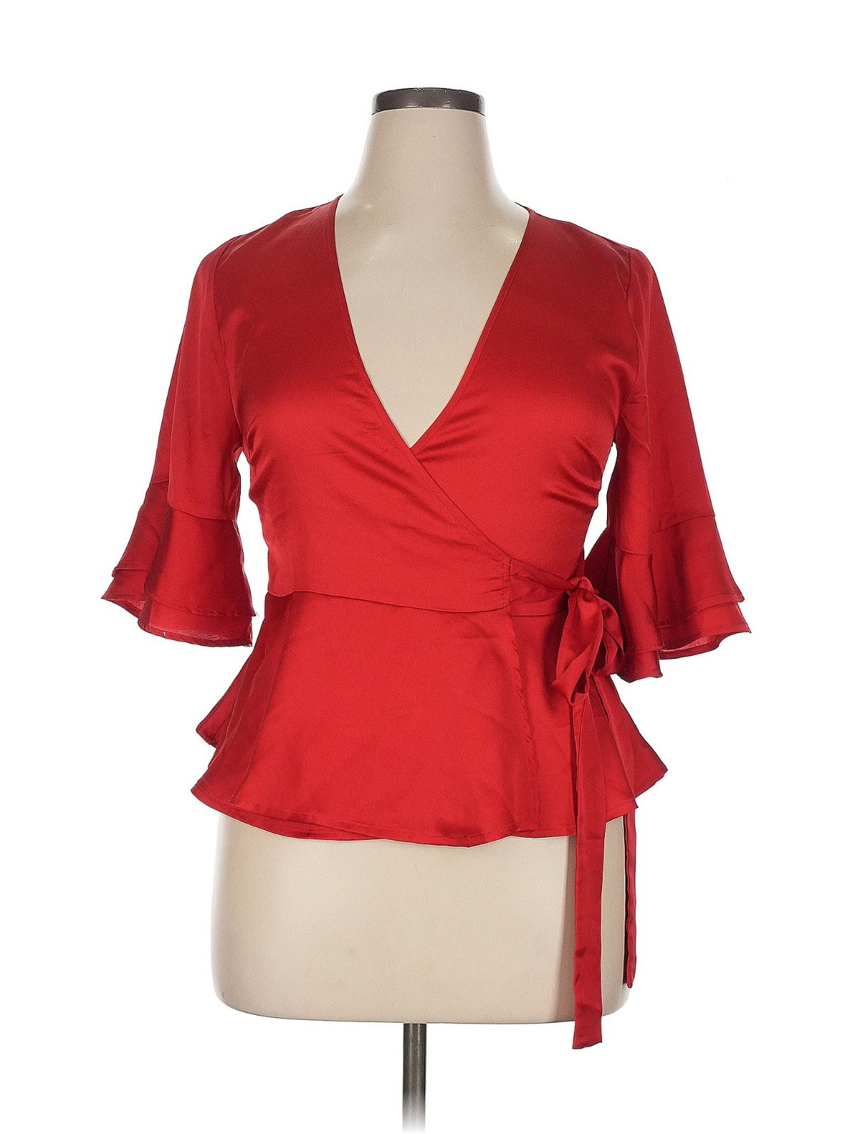 Blusa satinada cruzada (Talla XL)_0