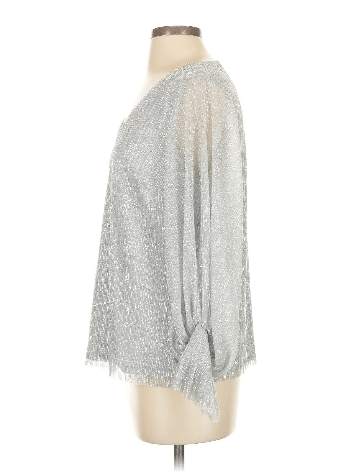 Blusa Plateada con Brillo y Lazo en Mangas (Talla S)_1