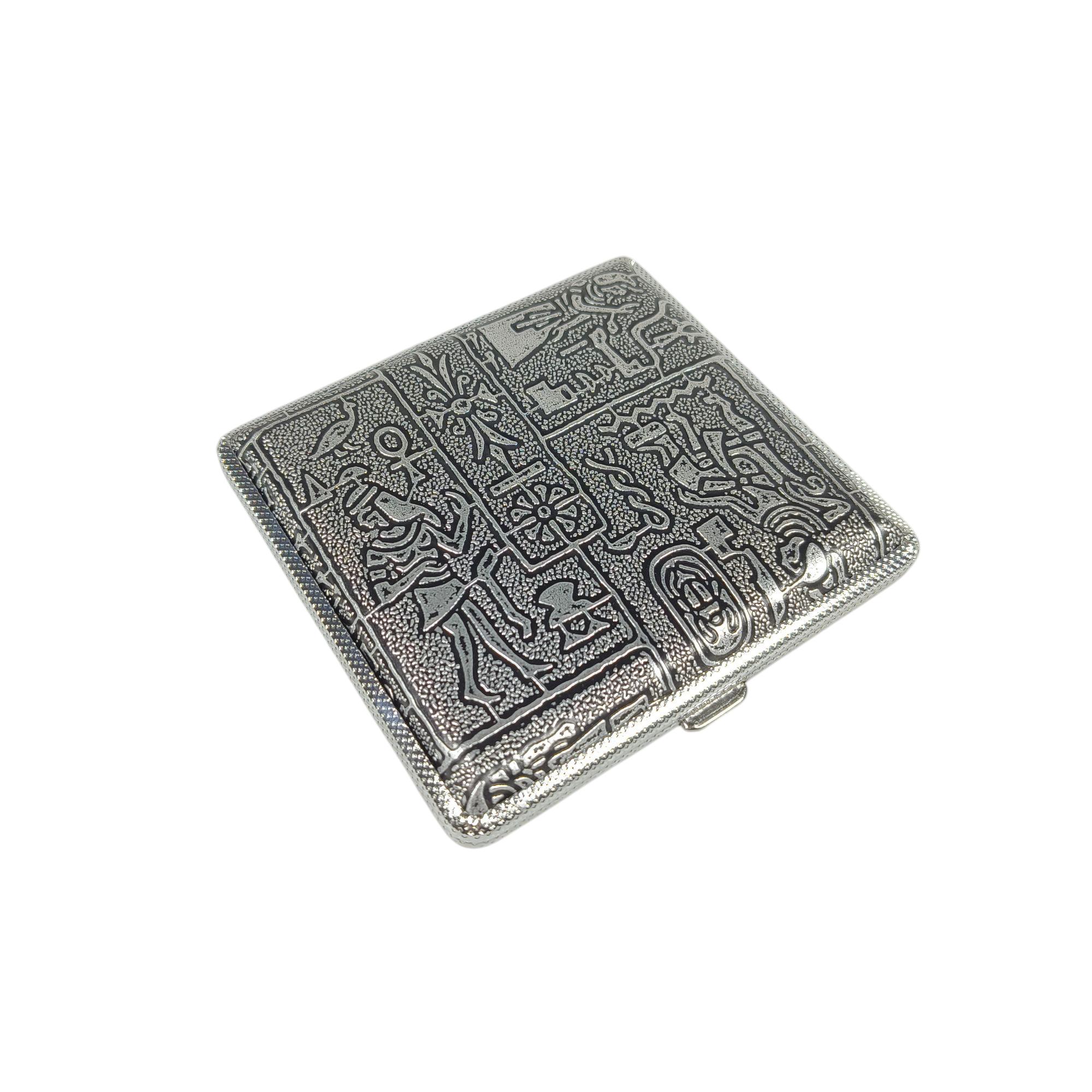 Ophone Kotak Rokok Elegan Silver Bermotif_2