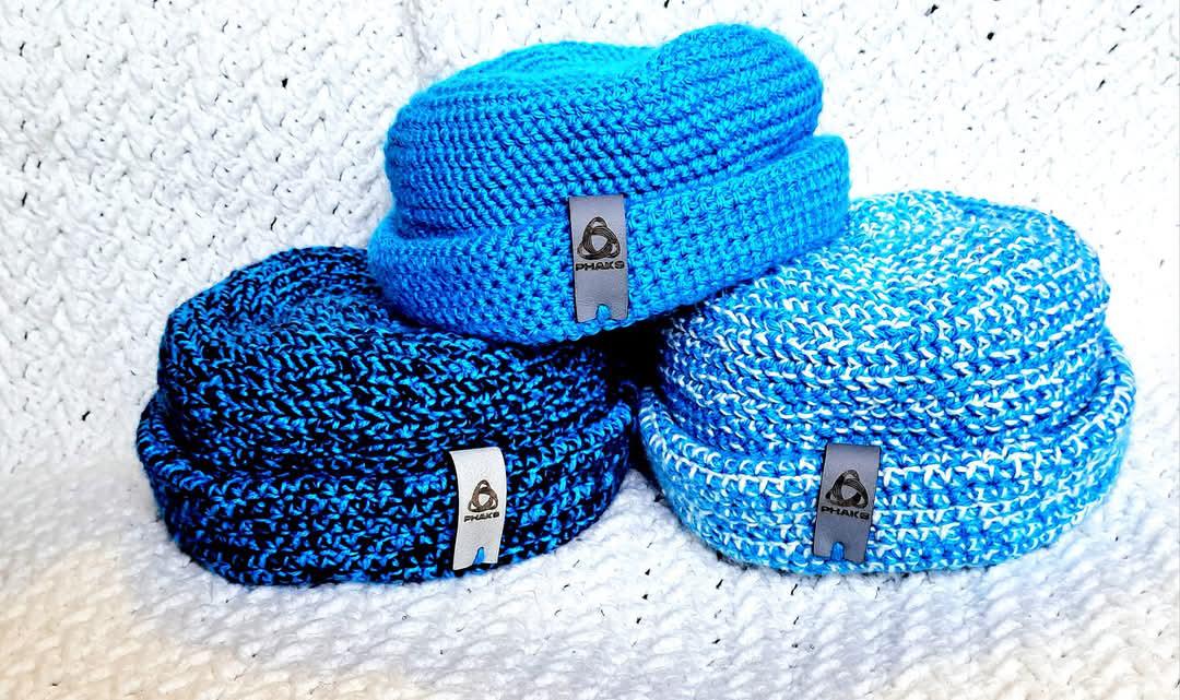 Blue crochet docker beanie By Phaks