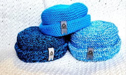 Blue crochet docker beanie By Phaks