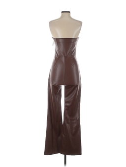 Enterizo strapless café efecto cuero (Talla S)