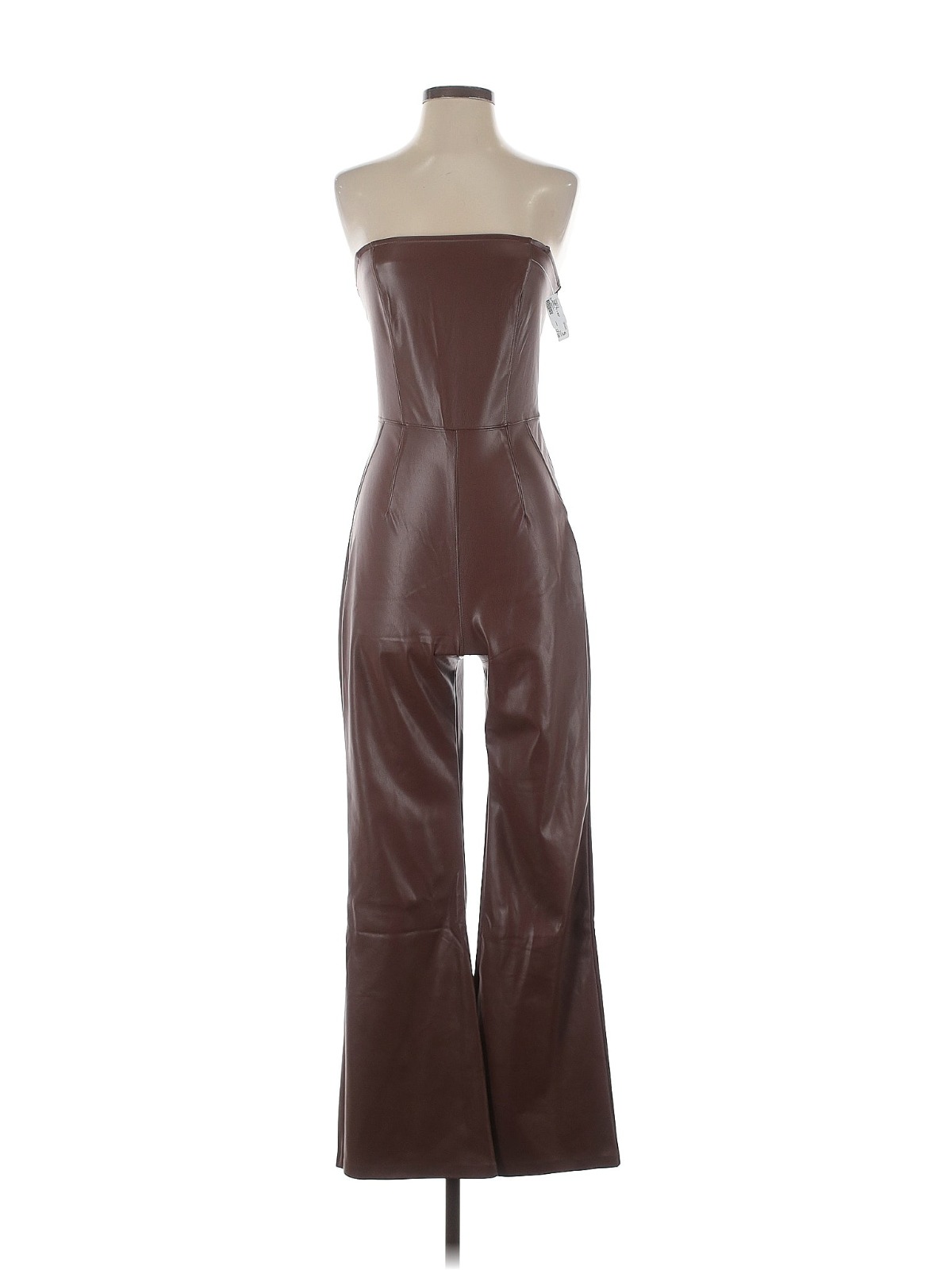 Enterizo strapless café efecto cuero (Talla S)_0