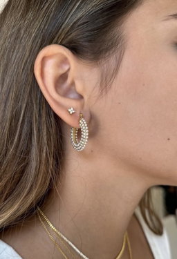 Shiny pearl hoops 