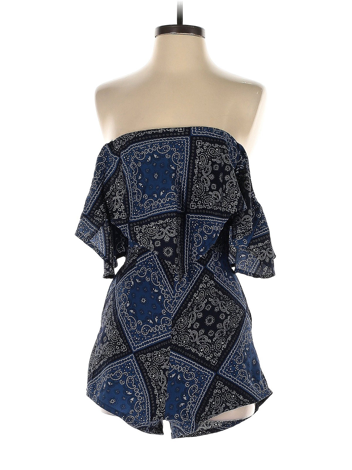 Romper estampado azul sin hombros Gab & Kate (Talla XS)_0