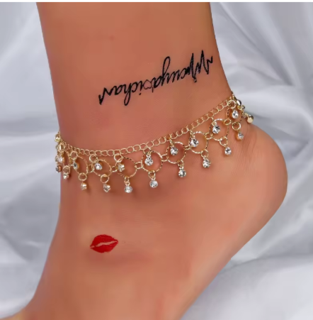 Chaînes de cheville de Style bohème pour femmes, accessoires de pied à trois couches avec perles de riz, coquillages et étoile de mer_2