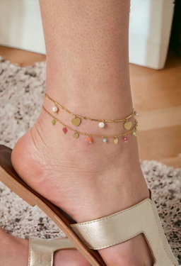 Chaînes de cheville de Style bohème pour femmes, accessoires de pied à trois couches avec perles de riz, coquillages et étoile de mer