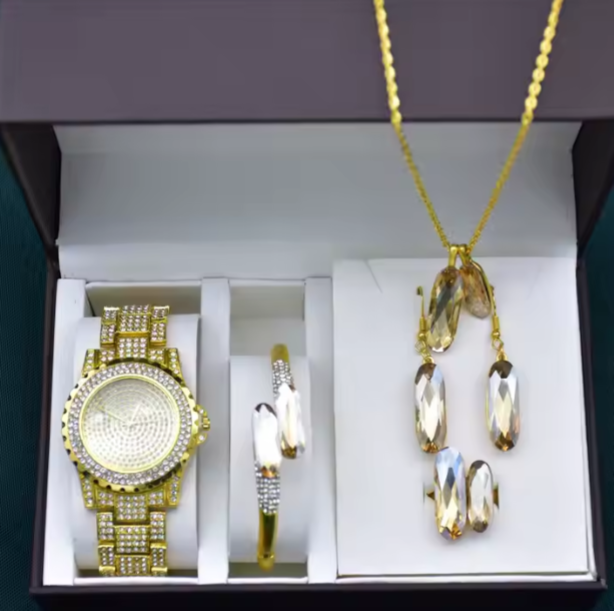 Ensemble de 3 montres à Quartz pour femmes, Bracelet-montre de luxe avec boucle magnétique, motif floral avec strass, pièces mode 2020_1