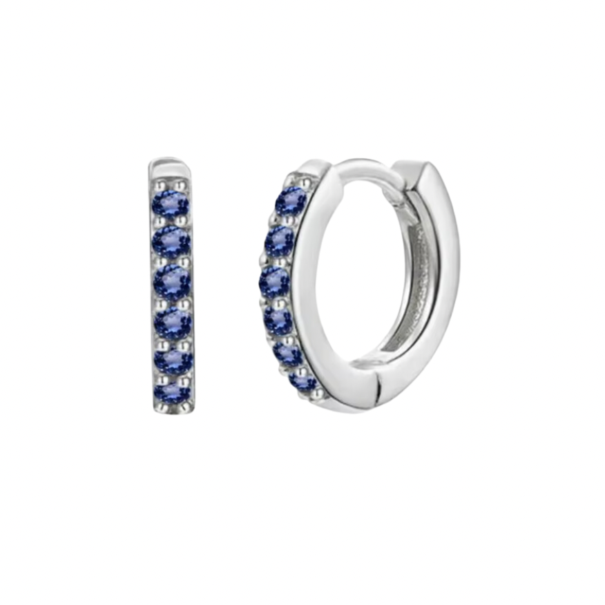 Silver blue crystal hoops 