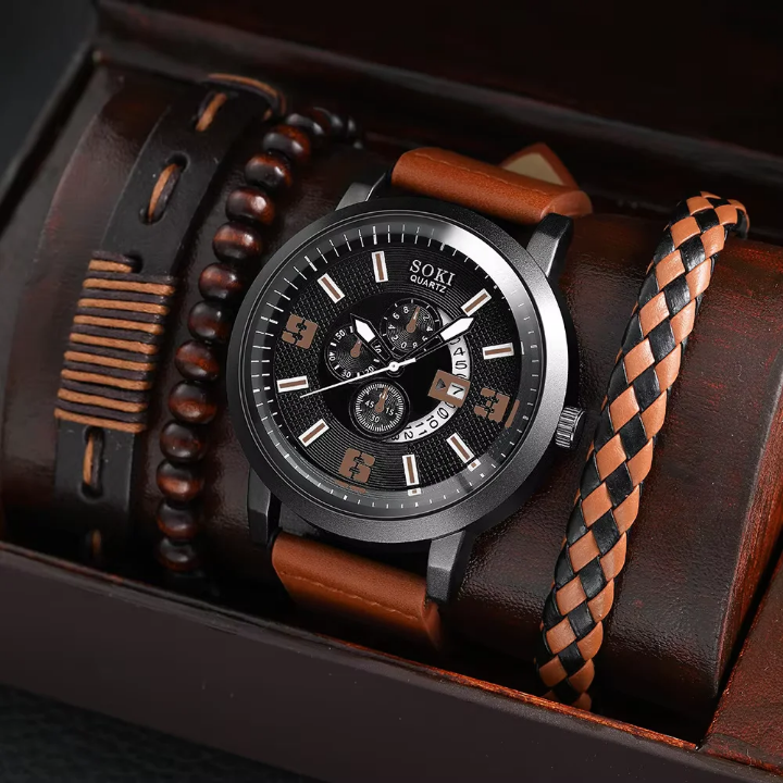 Montre homme Quartz bracelet en cuir _0