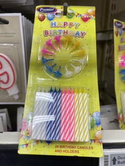 Birthday candles & holders 24s