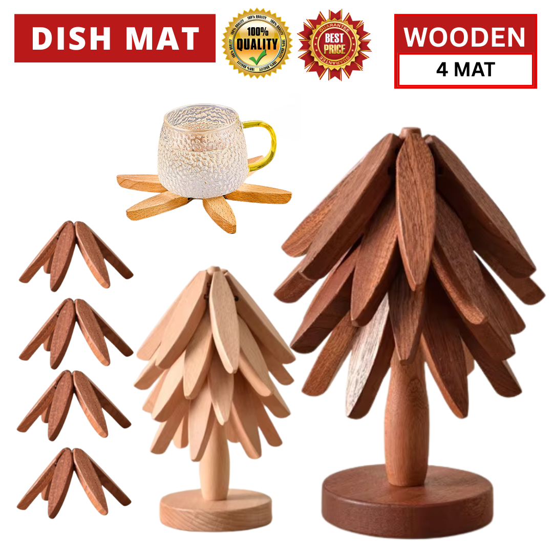 HOT DISH MAT WOODEN TREE COASTER (ALAS MAKANAN PANAS)