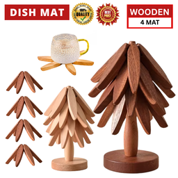 HOT DISH MAT WOODEN TREE COASTER (ALAS MAKANAN PANAS)