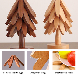 HOT DISH MAT WOODEN TREE COASTER (ALAS MAKANAN PANAS)