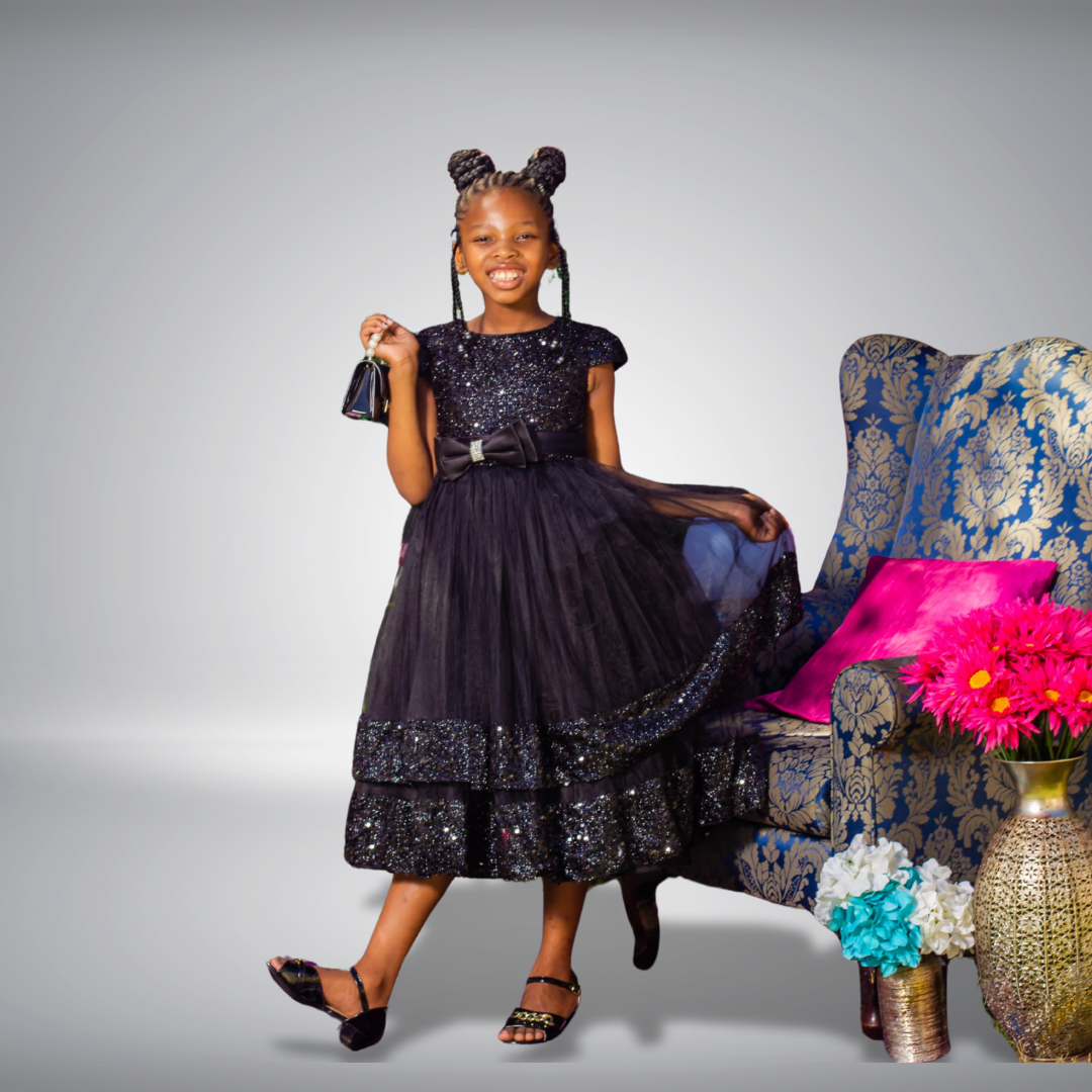 Girls party wear knee length frock_0