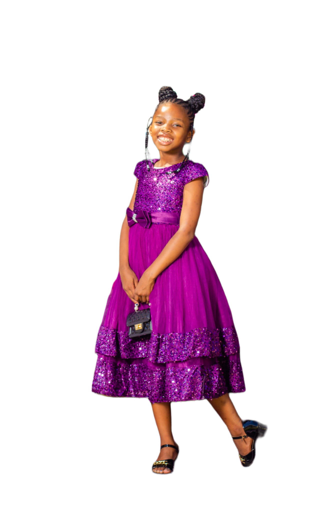 Girls party wear knee length frock_2