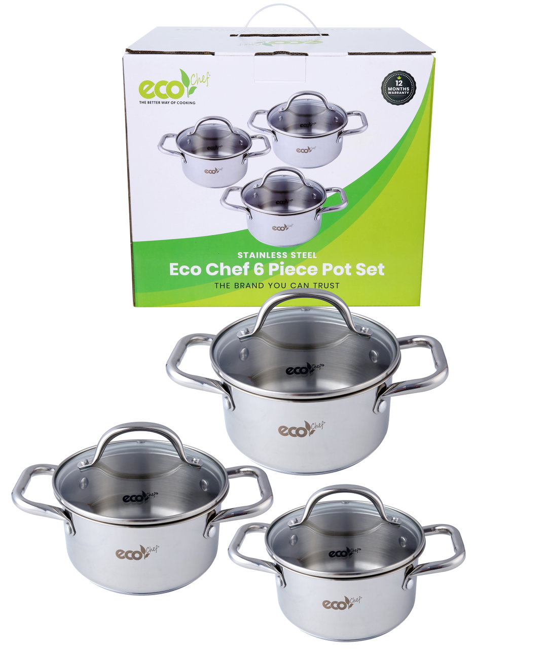 6 Pce Stainless Steel Cookware Set