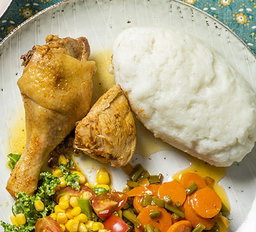 Sadza with a Chicken Piece and Relish (Tuesday)
