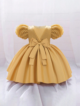 Kids Puff Sleeve Fit & Flare Dress