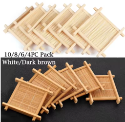Dessous de verre rond et carré en bois de noyer massif, tapis de tasse en bois de hêtre vierge, Durable, résistant à la chaleur, pour thé et café, napperons, 6 pièces/ensemble