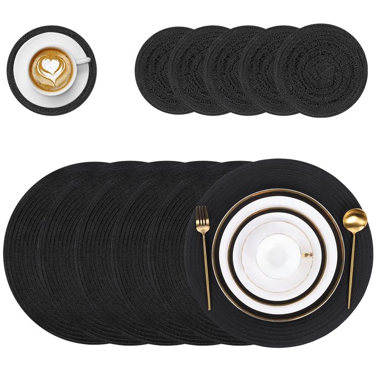 Dessous de verre rond et carré en bois de noyer massif, tapis de tasse en bois de hêtre vierge, Durable, résistant à la chaleur, pour thé et café, napperons, 6 pièces/ensemble_21