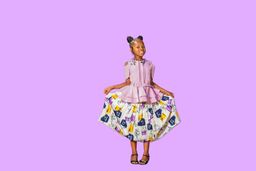 Lemon Green Top and White Floral Pleated Skirt_2
