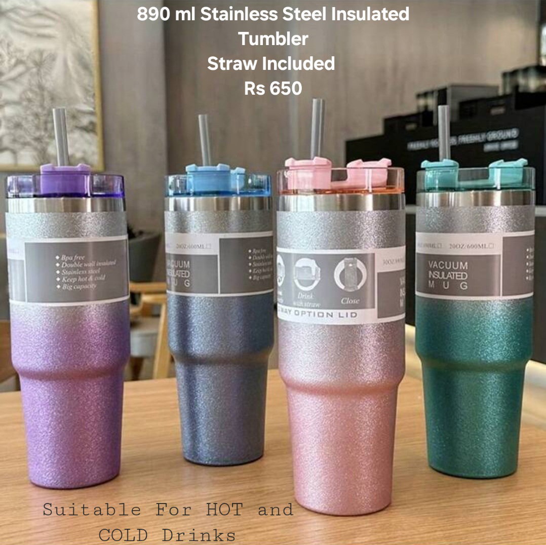 Glittery Stainless Steel Tumbler 890ml _0