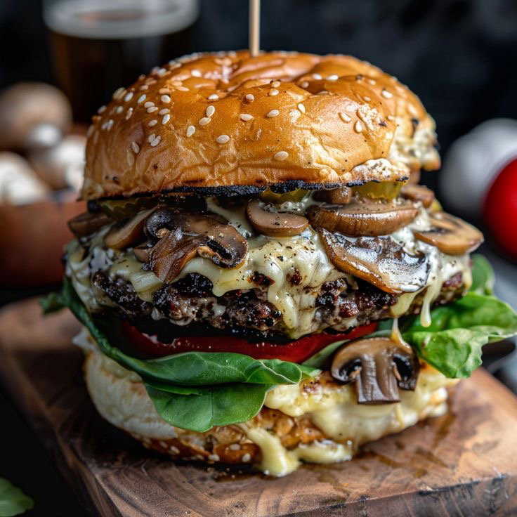 Mozarella Smoke Mushroom Burger_0