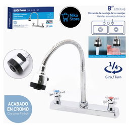 Llave para Fregadero Doble Flexible 8"