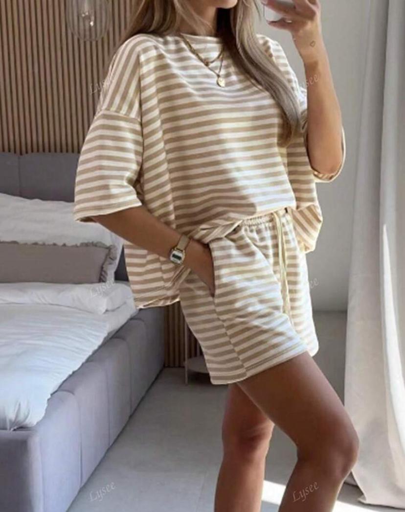 Casual Striped Blouse & Short_3