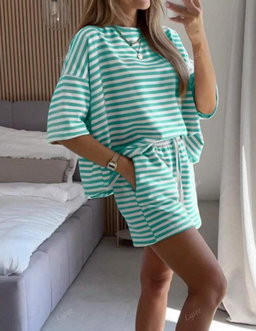 Casual Striped Blouse & Short