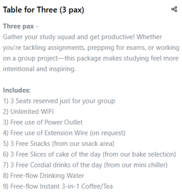 Table for Three (3 pax)