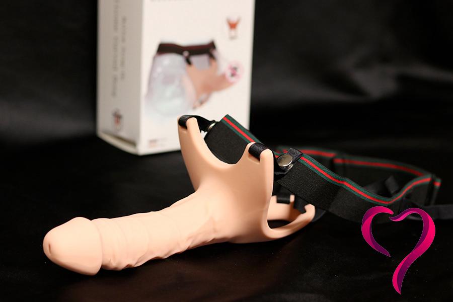 Soft Full Silicone Hollow Penis Extender Strap On Dildo for Men_0