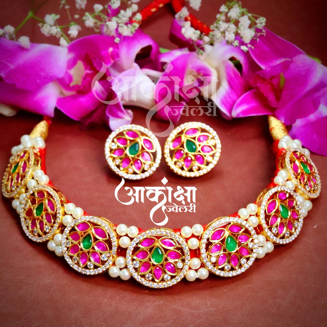 Zilmil Multicolor AD Kundan Necklace