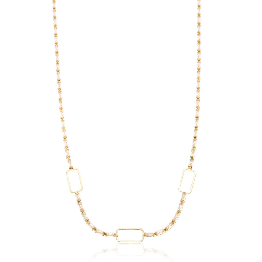 Choker Retangular com Zircônias banhada a Ouro 18k