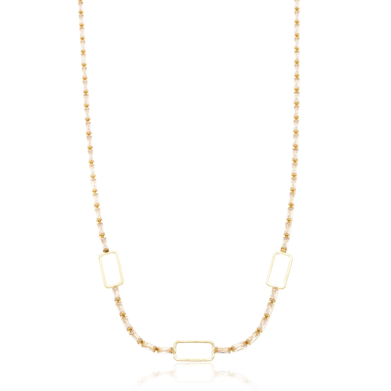 Choker Retangular com Zircônias banhada a Ouro 18k_0