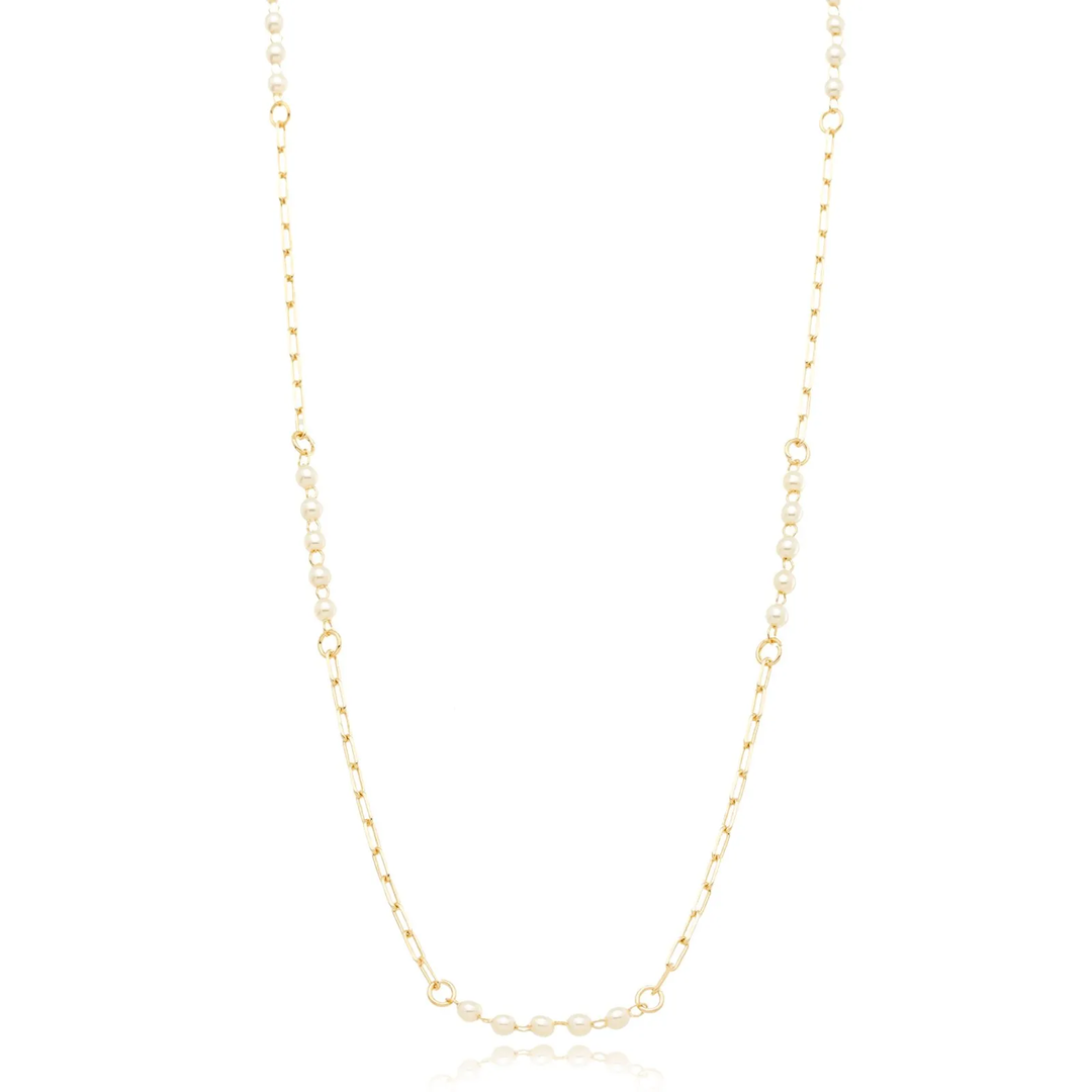 Choker com Pérolas e Corrente Cartier banhado a Ouro 18k