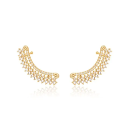 Brinco Earcuff com Zircônias banhado a Ouro 18k