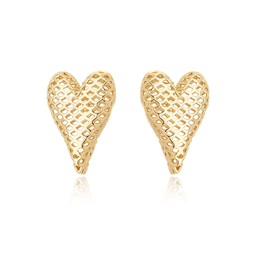 Brinco de Coração Vazado banhado a Ouro 18k