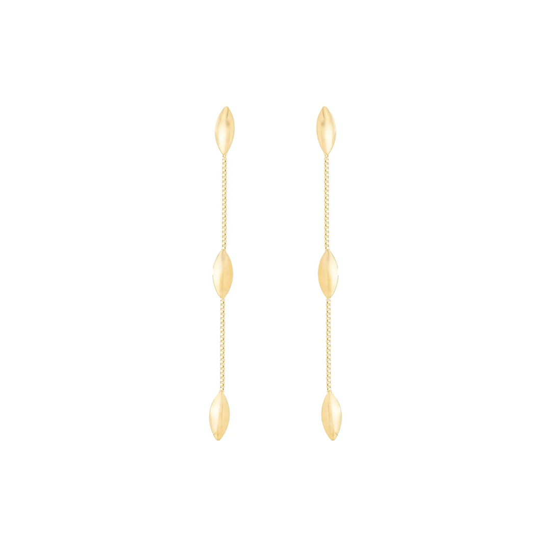 Brinco de Corrente com Navetes banhado a Ouro 18k