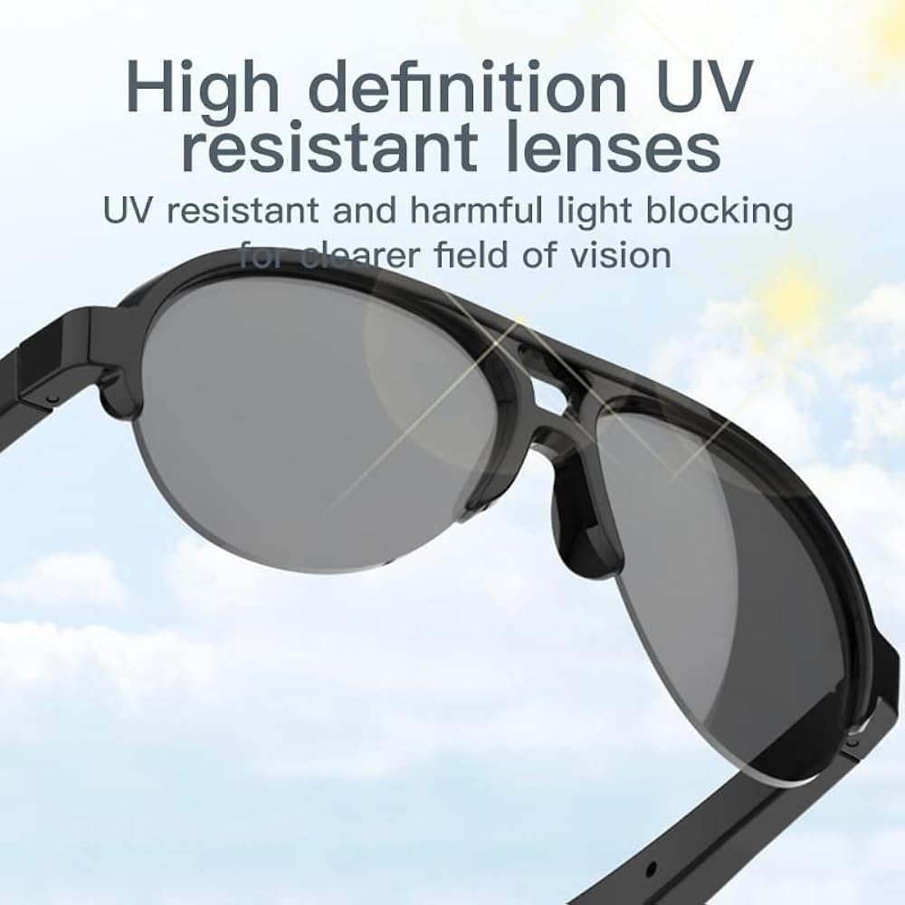 F08 Smart Glasses,Wireless Bluetooth Smart Sunglasses,IP4 Waterproof,Open Ear sound Speakers, Blue light Filter & Polarized Sunglasses Lenses,Connect Mobile Phones and Tablets_2