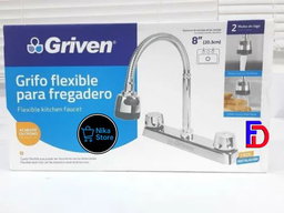 Llave Grifo Fregadero Doble Pomo Cuello Flexible Griven