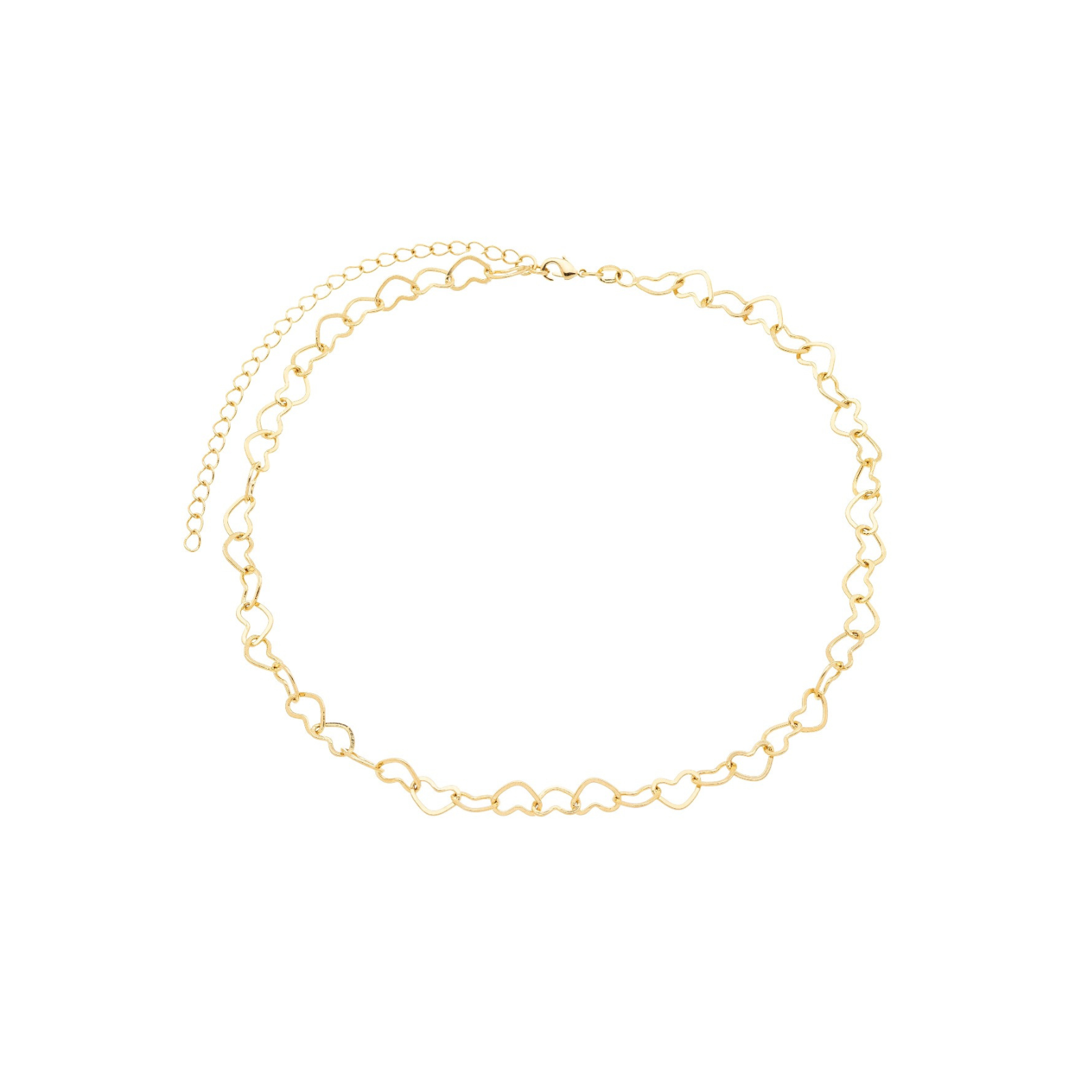 Gargantilha com Elos de Coração banhada a Ouro 18k_0