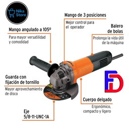 Esmeriladora angular 4-1/2", 800W, TRUPER PRO