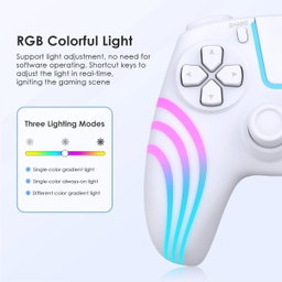 Controle sem fio para PS4 (RGB) om sensor de seis eixos, touchpad de vibração dupla, entrada para fone de ouvido
