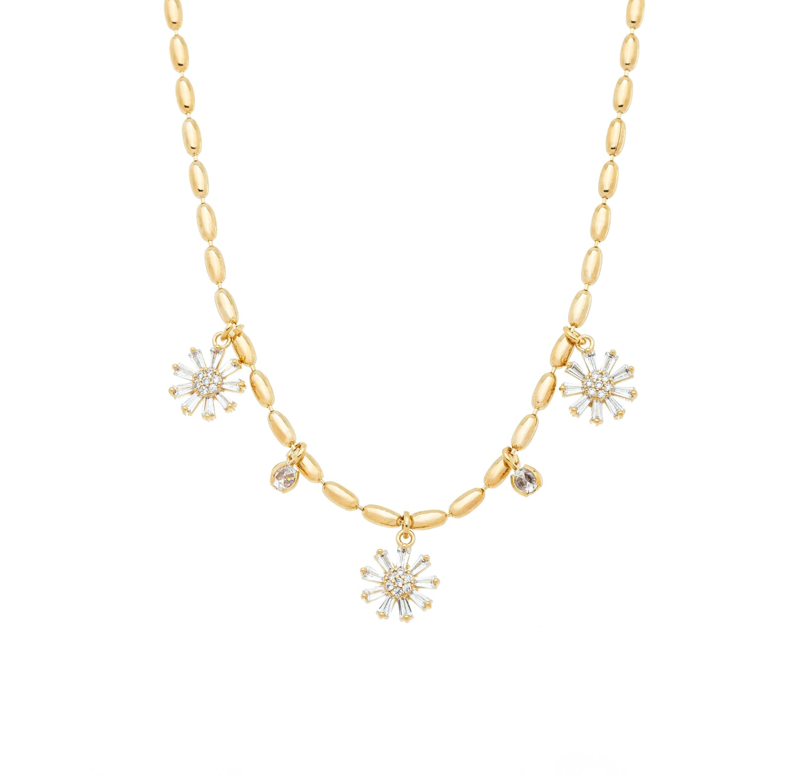 Gargantilha com Flores banhada a Ouro 18k_0